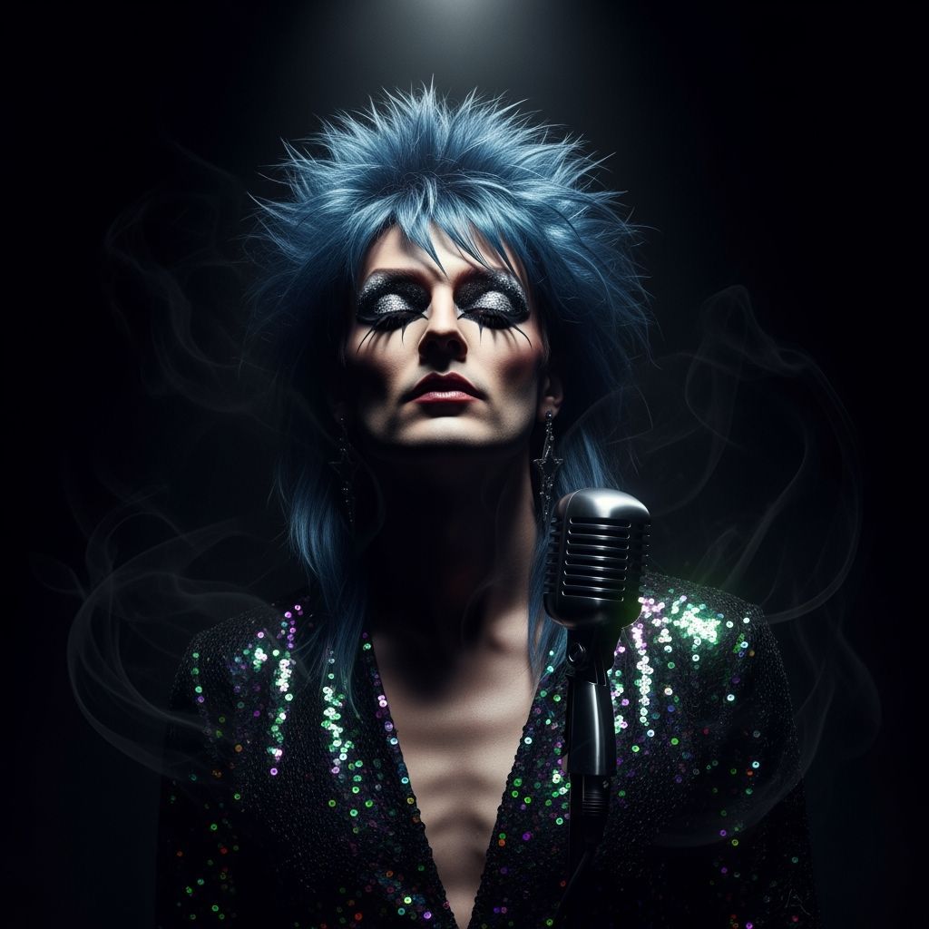 Glam Rock Figure in High Contrast Portrait