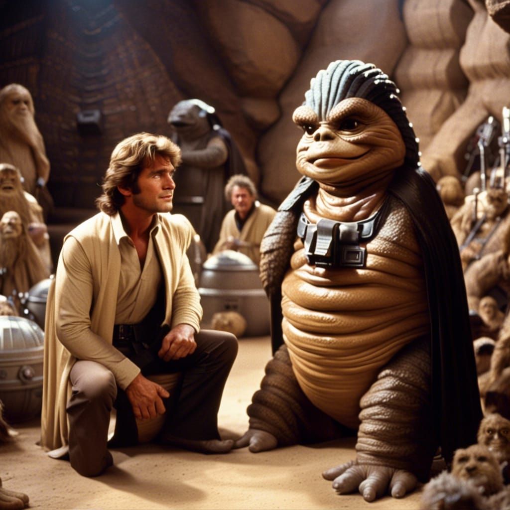 Michael Landon as Jabba The Hut in Star Wars Scene