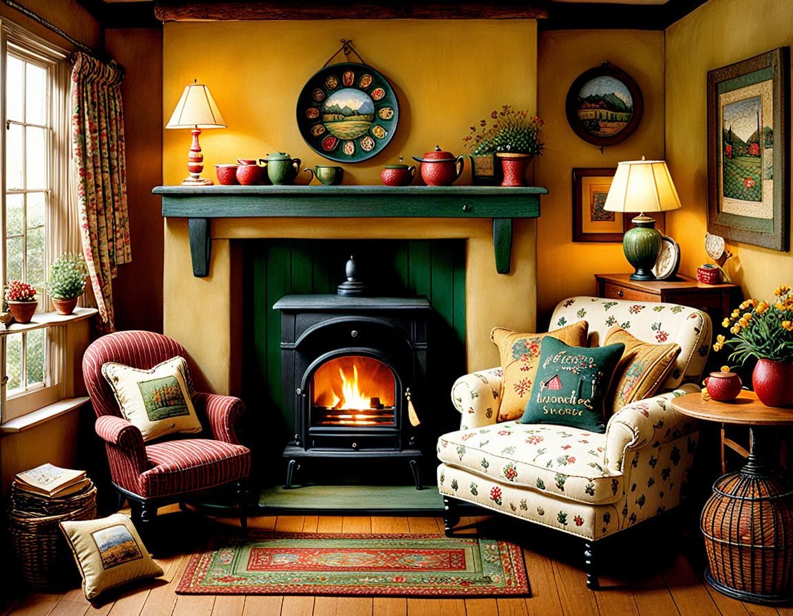 Intricate Cozy Home Interior Illustration