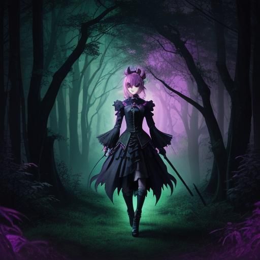 Halloween Anime Girl in Shonen Style