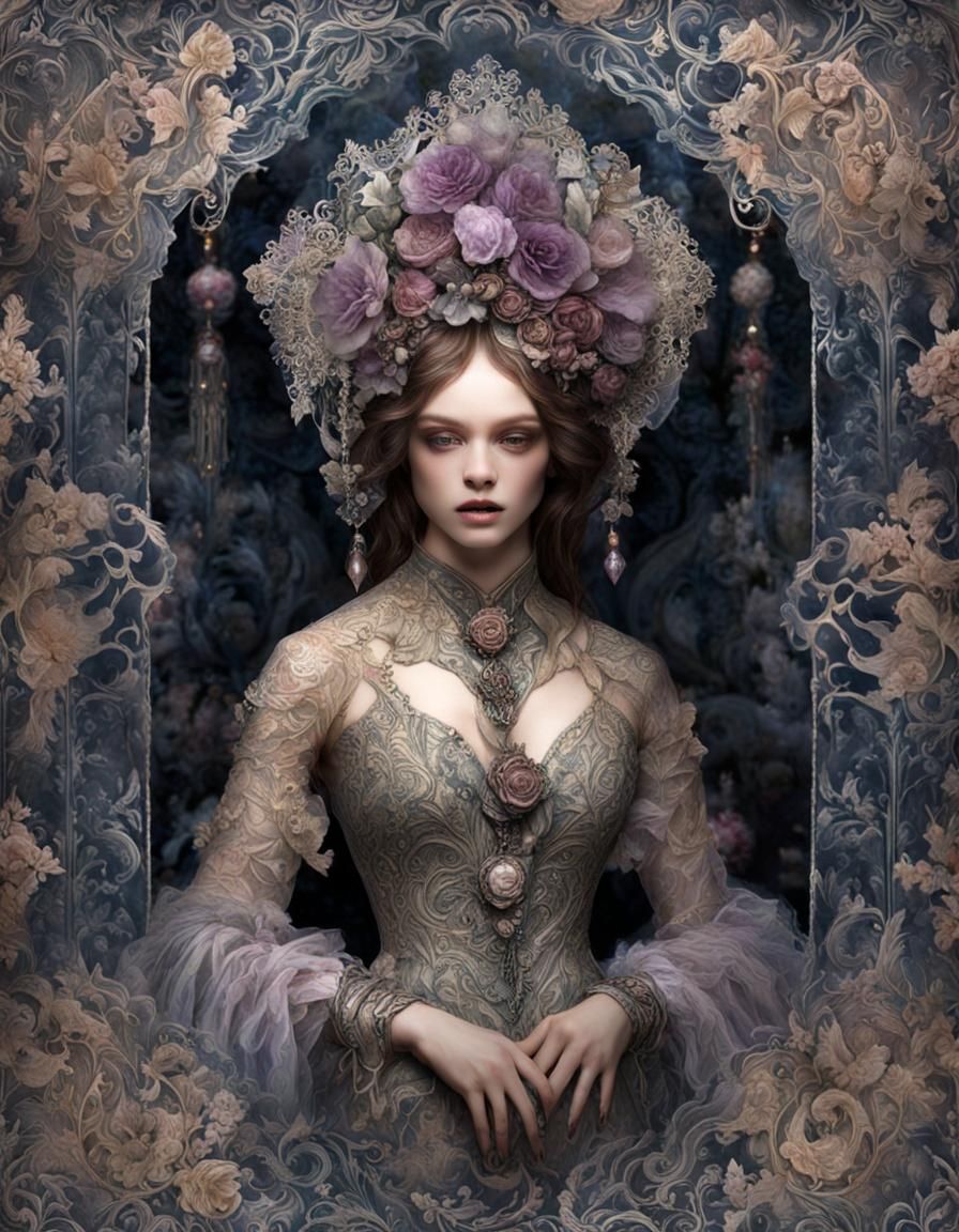 Steamnouveau Brocade with Victorian Color Gradient