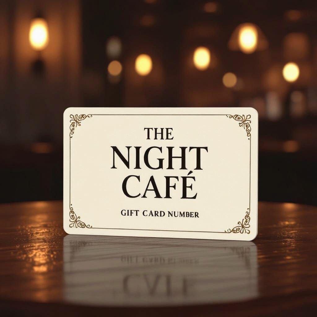 Elegant Night Cafe Gift Card Design Illustration