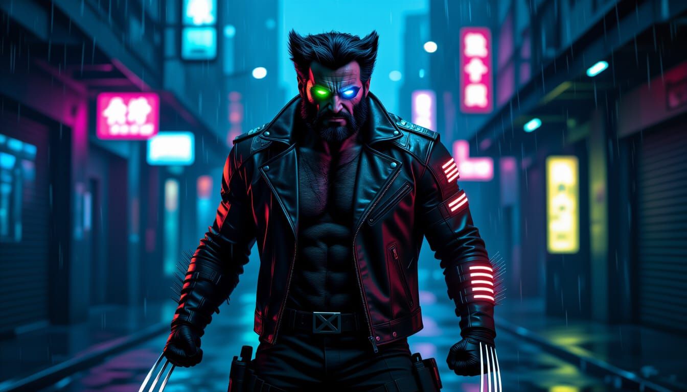 Wolverine in Gritty Cyberpunk City Alley
