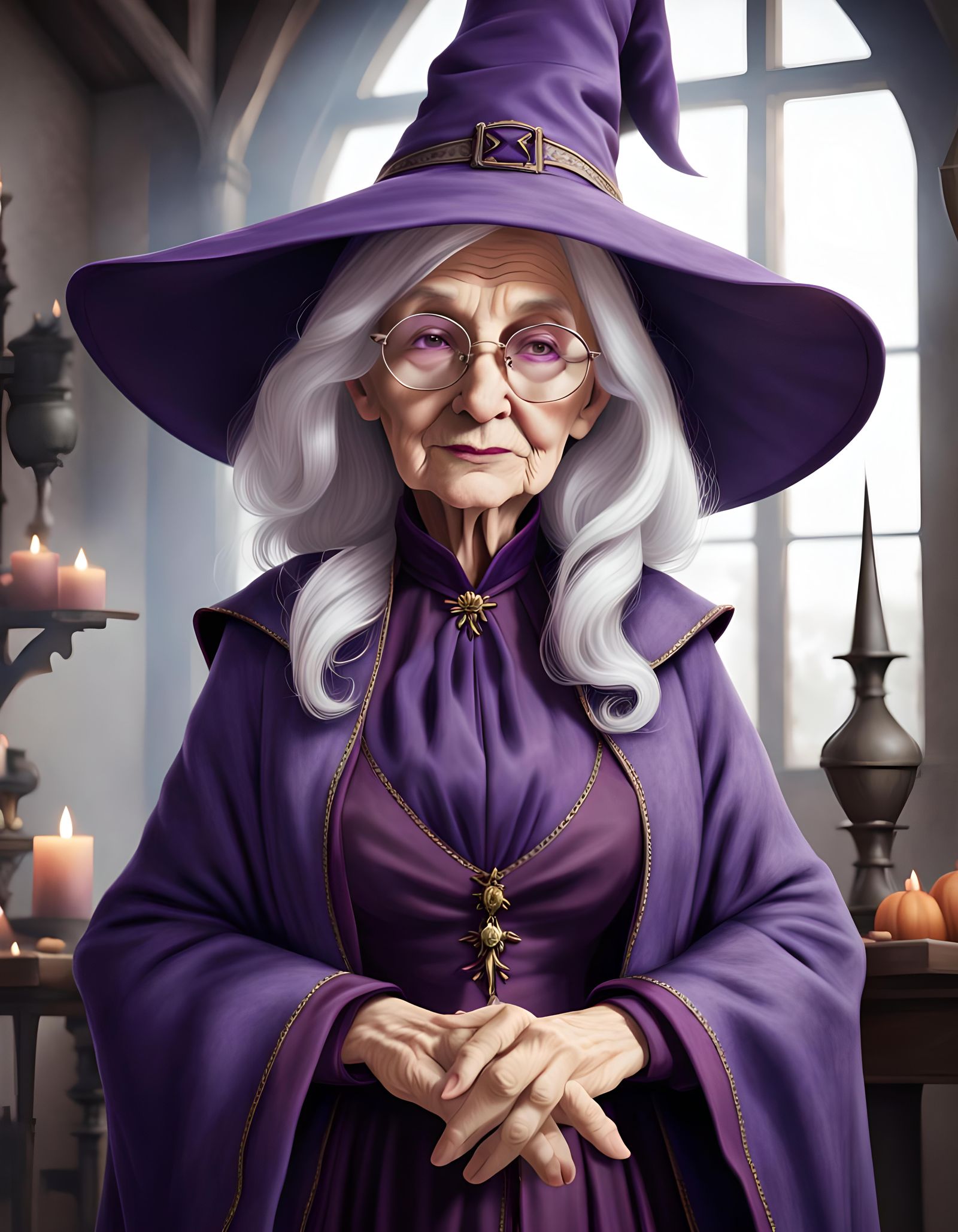 Kind Witch Anna in Purple Robes