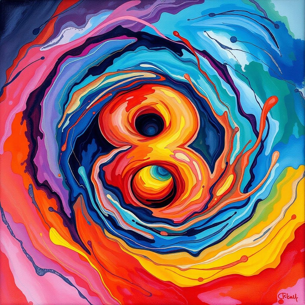 Infinity Emerges from Number Eight in Vibrant Gouache and Wa...