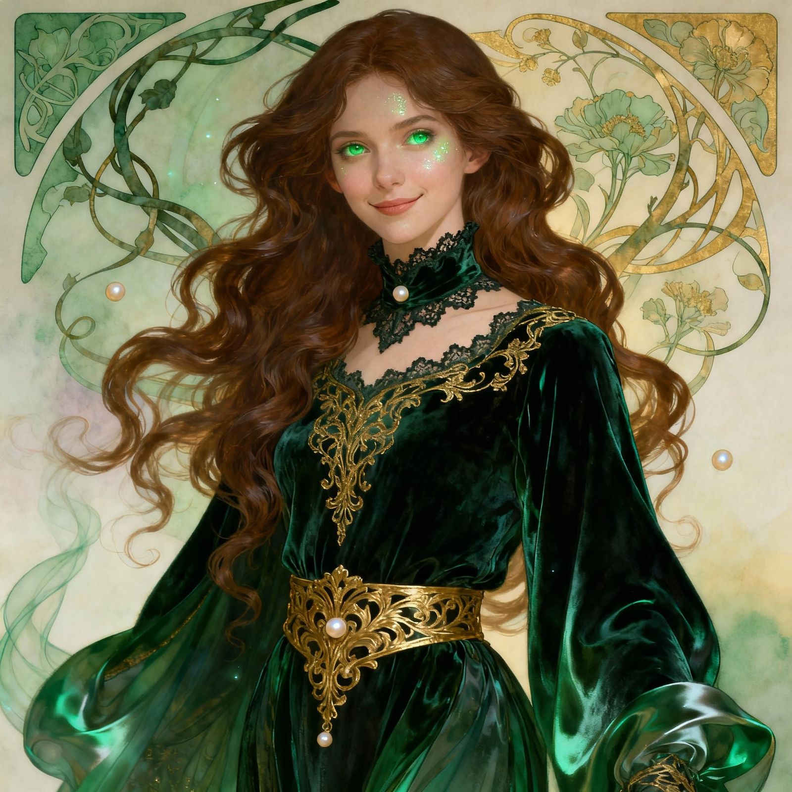 Art Nouveau Witch Portrait in Elegant Style