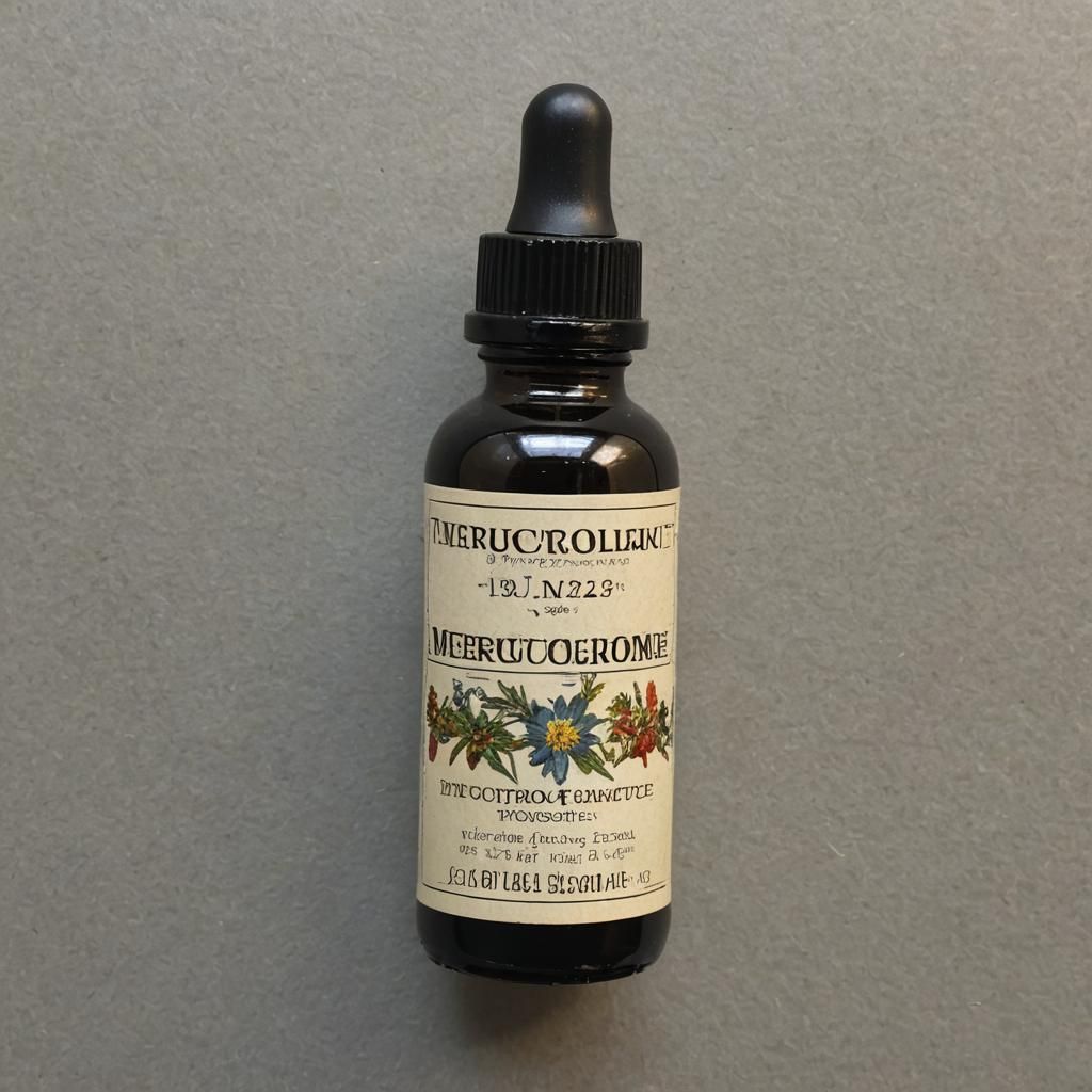 Vintage Mercurochrome Tincture Bottle With Label