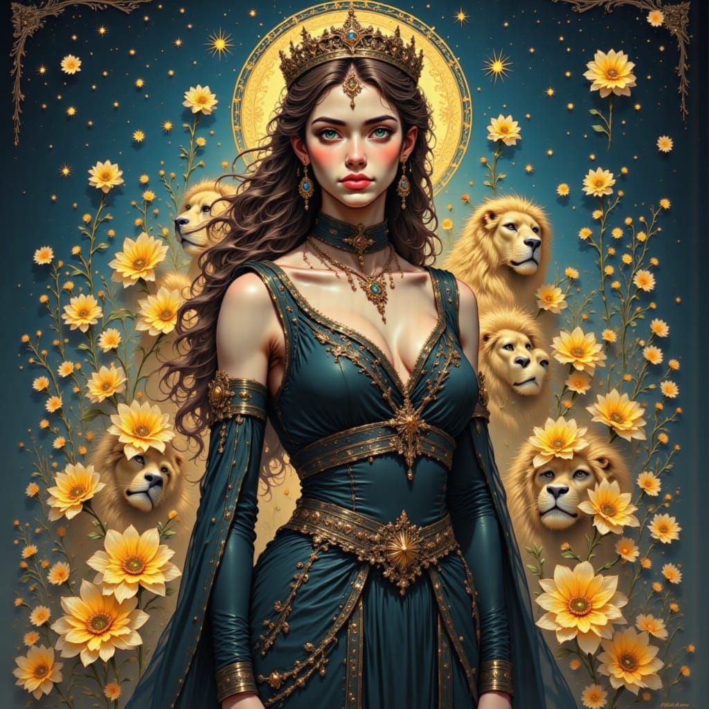 Ishtar Surrounded by Lions and Stars