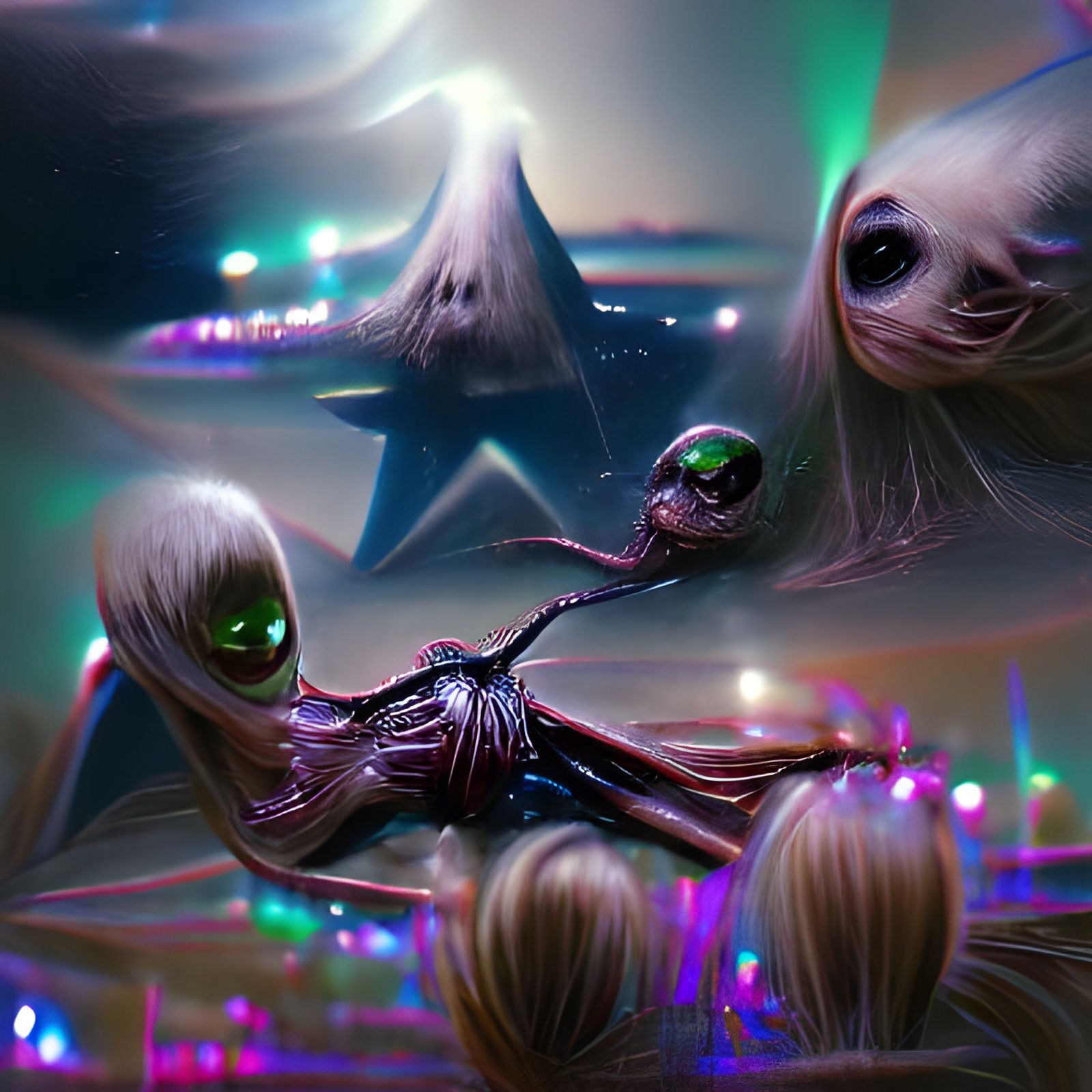 Sinister Alien Landscape with UFO