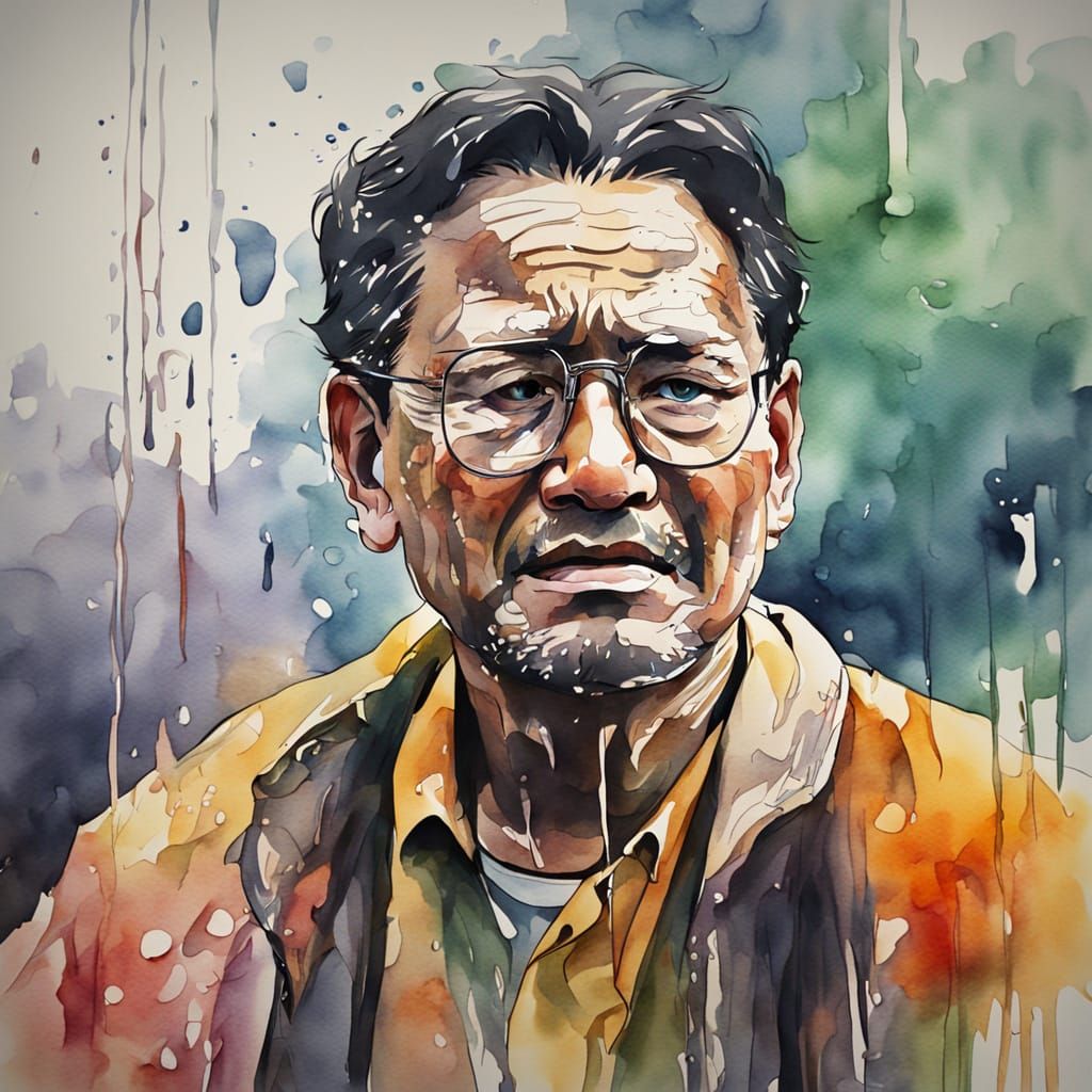 Pintura al óleo de una persona triste