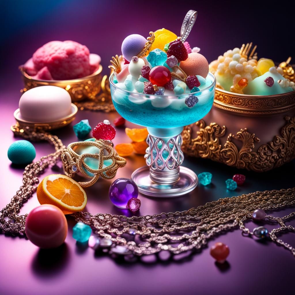 Hyperrealistic Jewelry with Aquarium and Dessert Elements