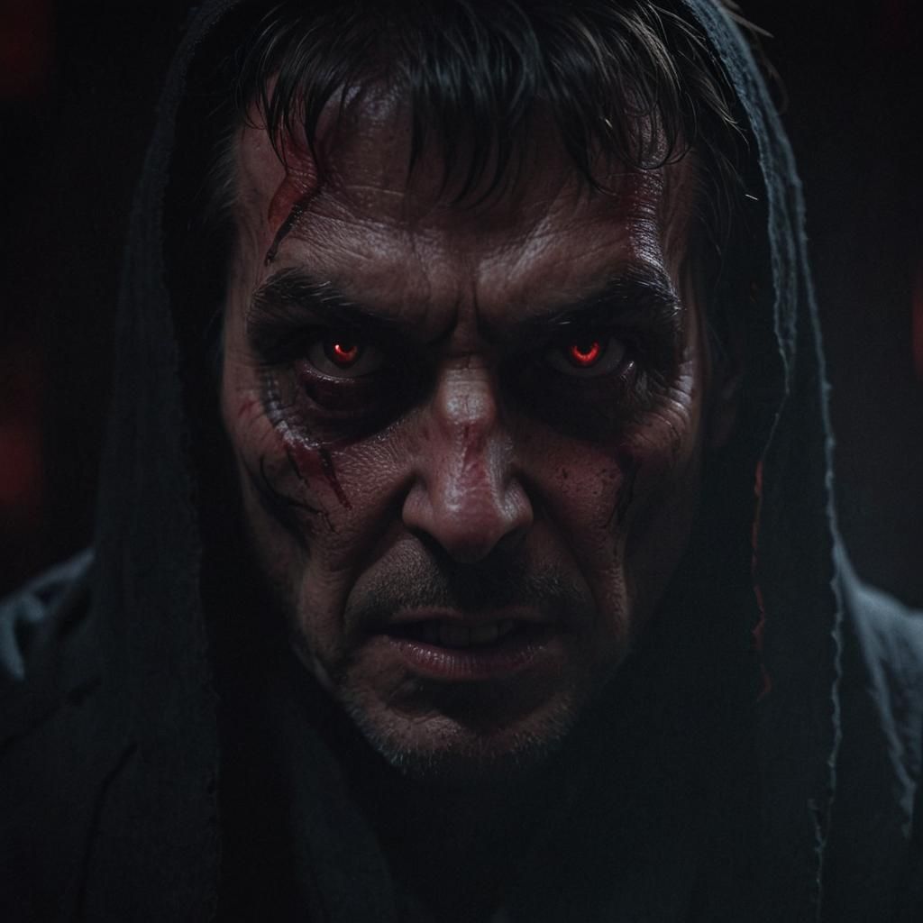 Sith Lord Face Emerges from Shadows: Cinematic Still