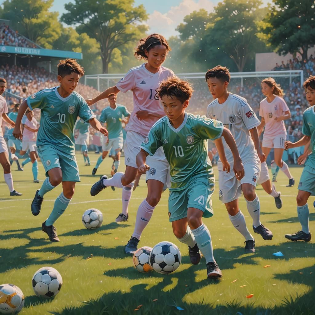 Fantasy Soccer Game in Pastel Oil Painting