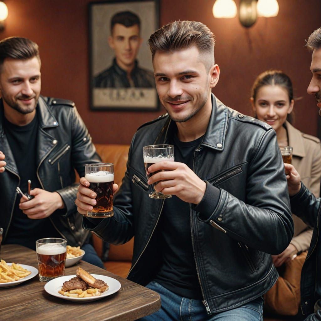 Dashing Slavic Gentleman in Leather Jacket