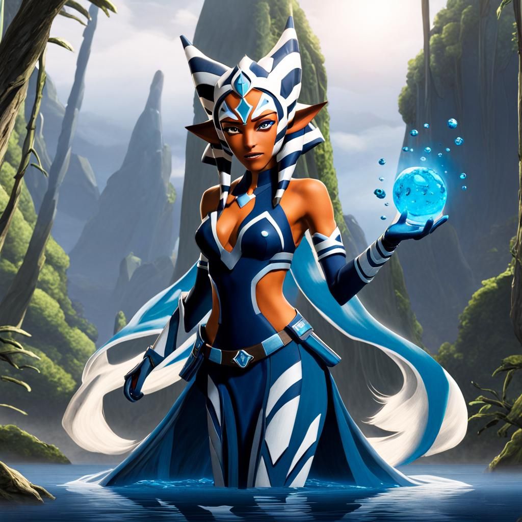 Ahsoka as Blue Slime Girl: Digital Matte Painting