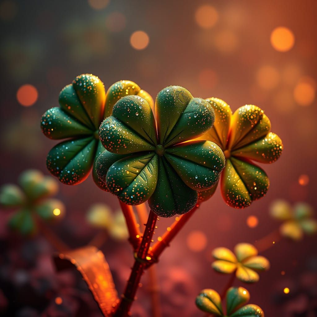 Surreal Four Leaf Clovers Shine with Fantastical Glitter