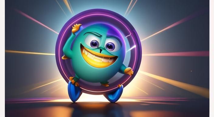 Lucky Cartoon Girl with Shiny Hair as 3D Art