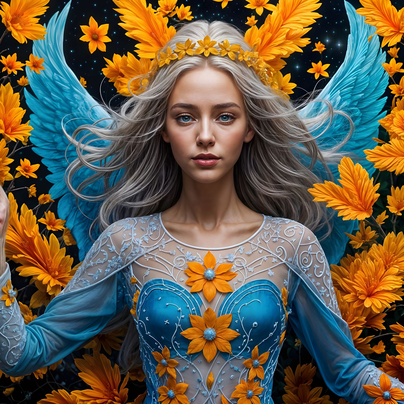 Ethereal Woman: A Dreamlike Sky Transparency in 8k