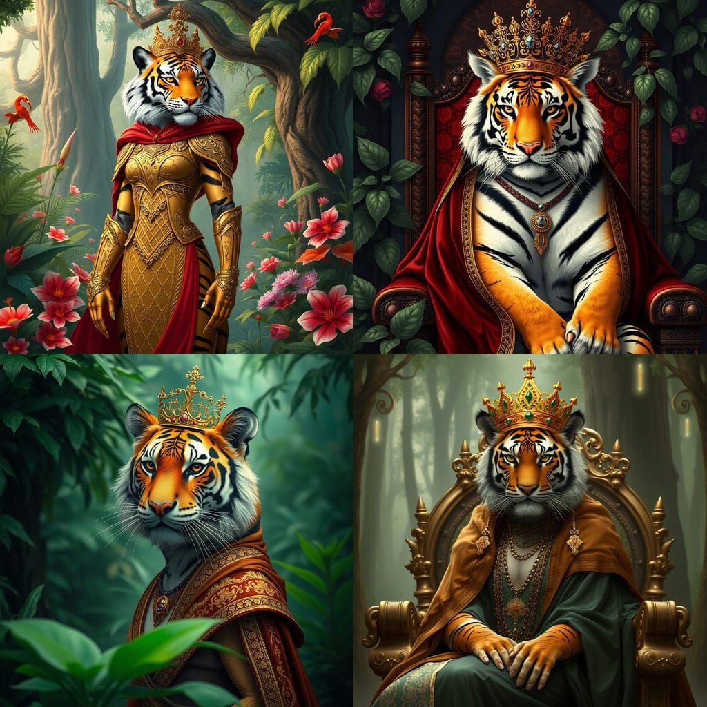 Regal Tiger Princess in Ancient Attire