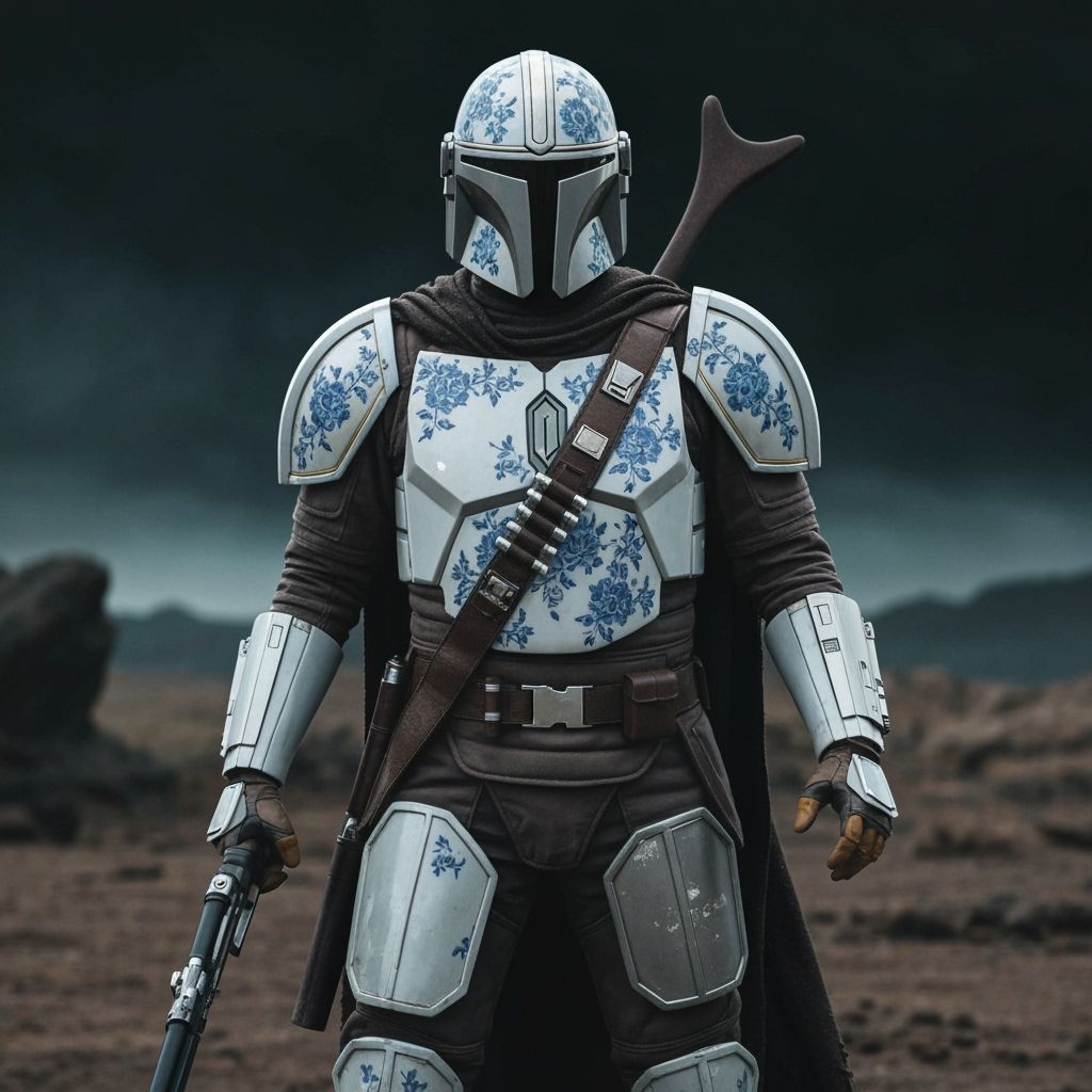Mandalorian Warrior in Porcelain Armor, Digital Art