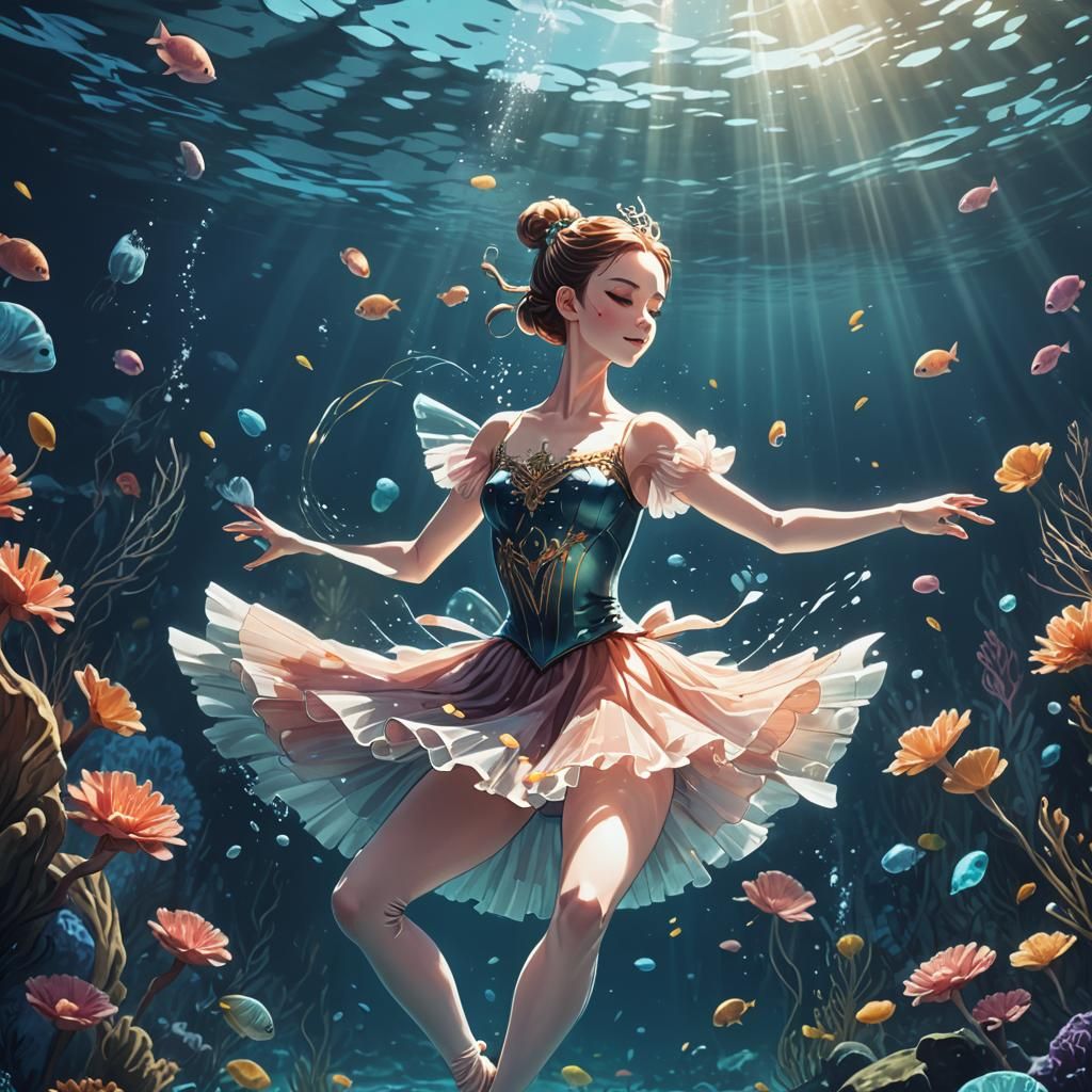 Underwater Ballerina in Anime Style