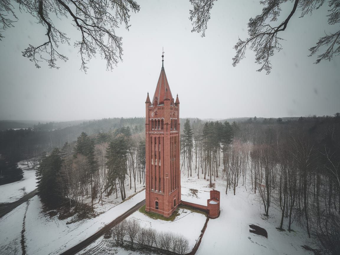 Winter Tower Amidst Snowy Forest Landscape