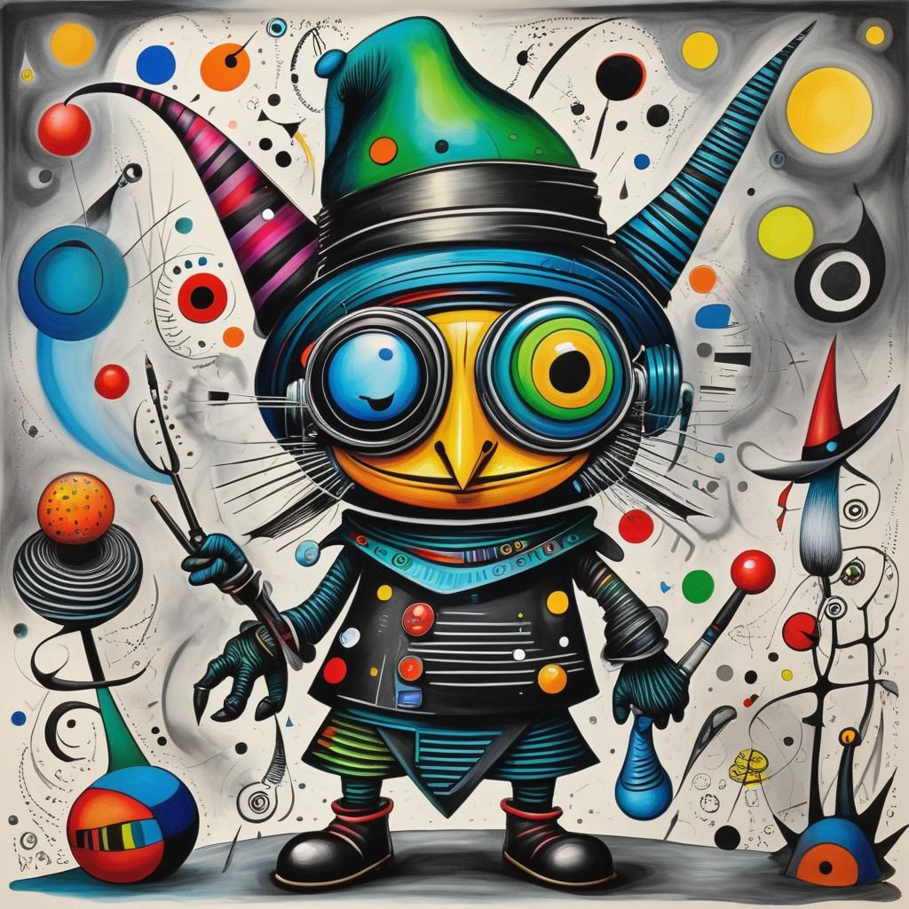 Gnome on Snail: Abstract Expressionist Doodle