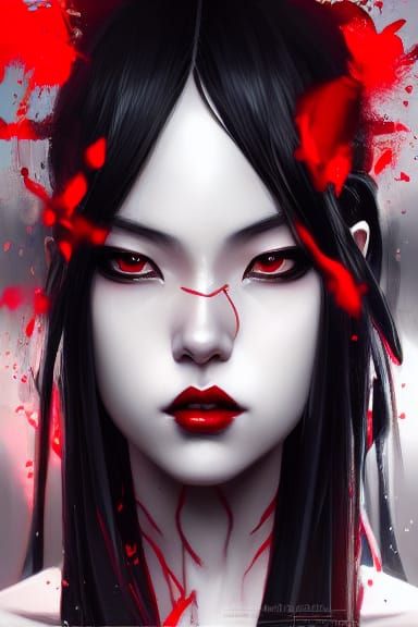 Evil Goddess in Black and Red Robes