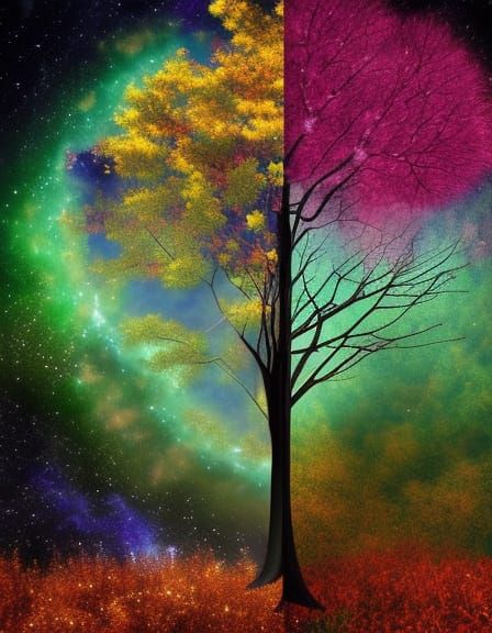 Our world, and a parallel dimension where leaves are pink