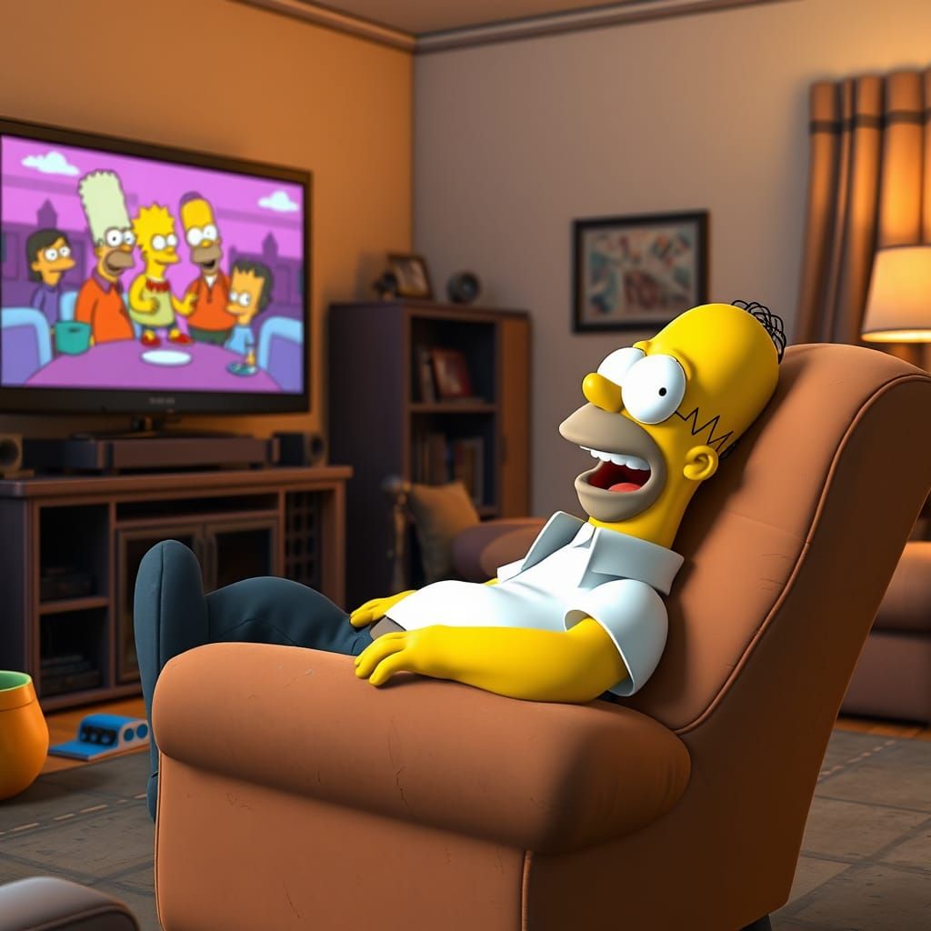 Homer Simpson Relaxing in 3D CGI Style
