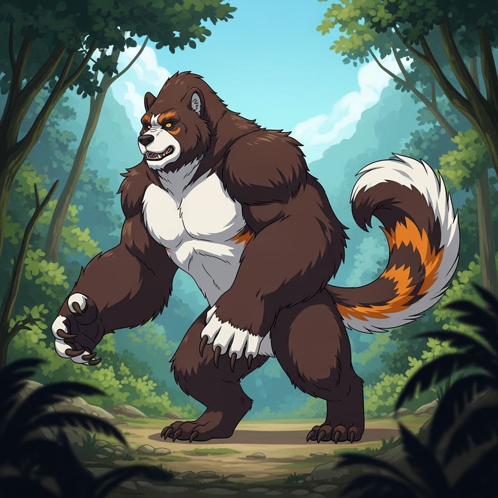 Majestic Bearaline Jungle Explorer in Manga Style