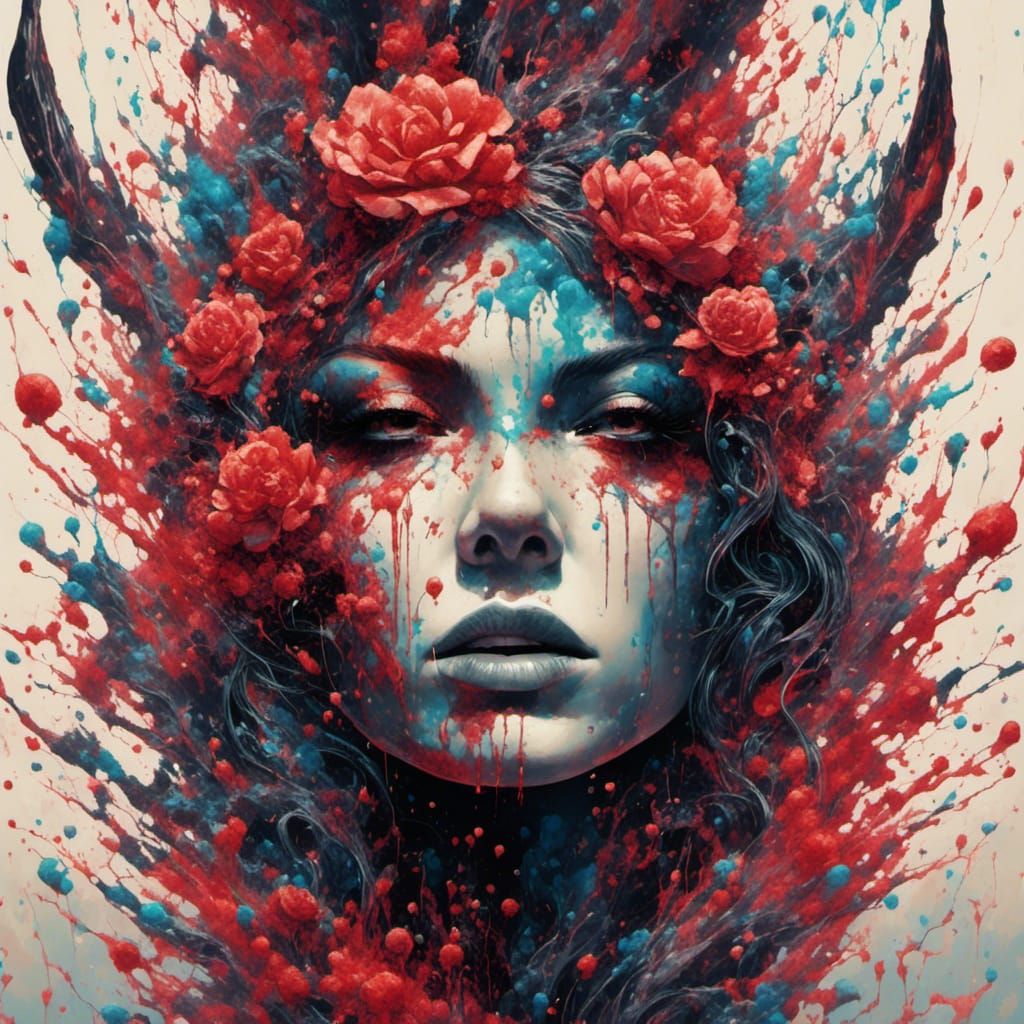 Fierce Witch's Wish: Ink Splatter Graffiti Art