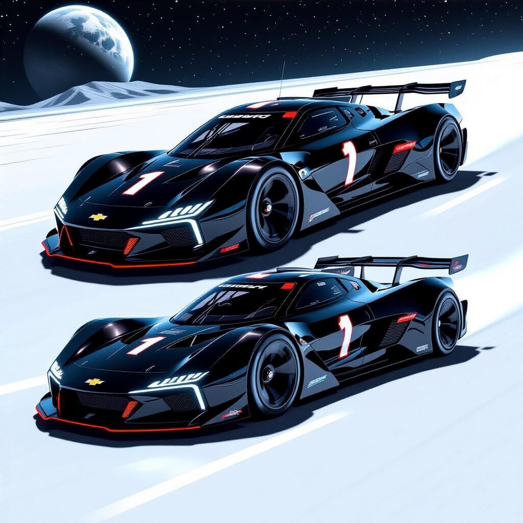 Futuristic Nascar Race Car on Lunar Track