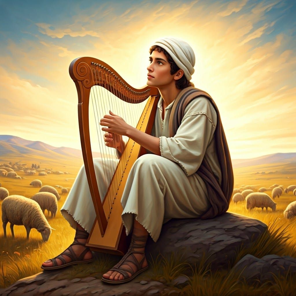 Young Hasidic Shepherd Boy in Reverent Tranquility