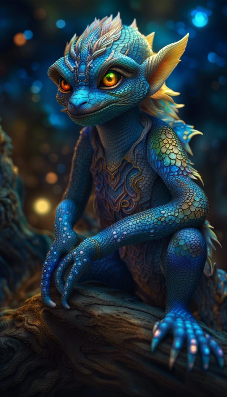 Cute Multicolored Gremlin in a Fantasy Wonderland