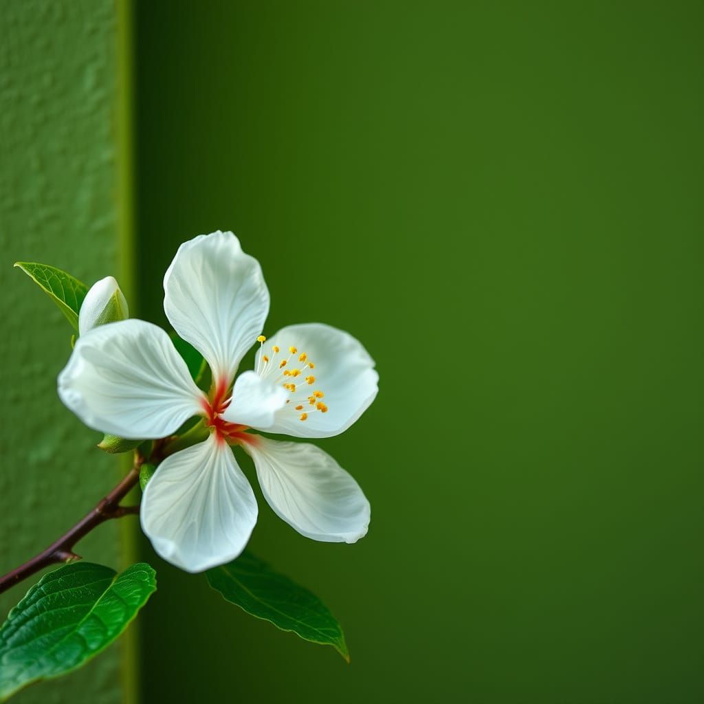 Vibrant Cherry Blossom in Muted Green Hues