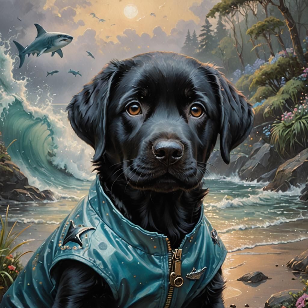 Labrador Shark Portrait in Ethereal Fantasy Style