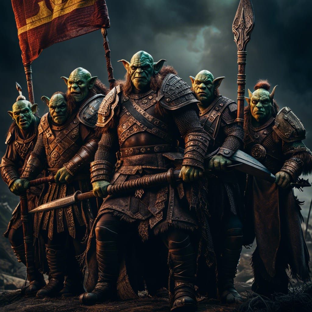 Orc Warriors Celebrate Victory: Rembrandt-Style