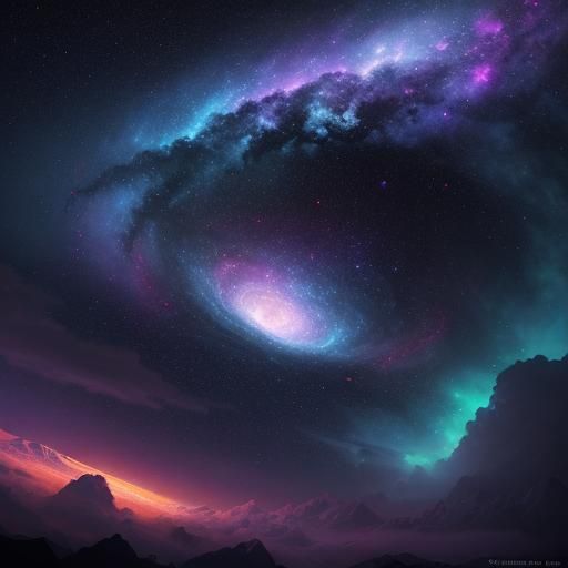 Mystical Blue Entity in Cosmic Galaxy: Concept Art