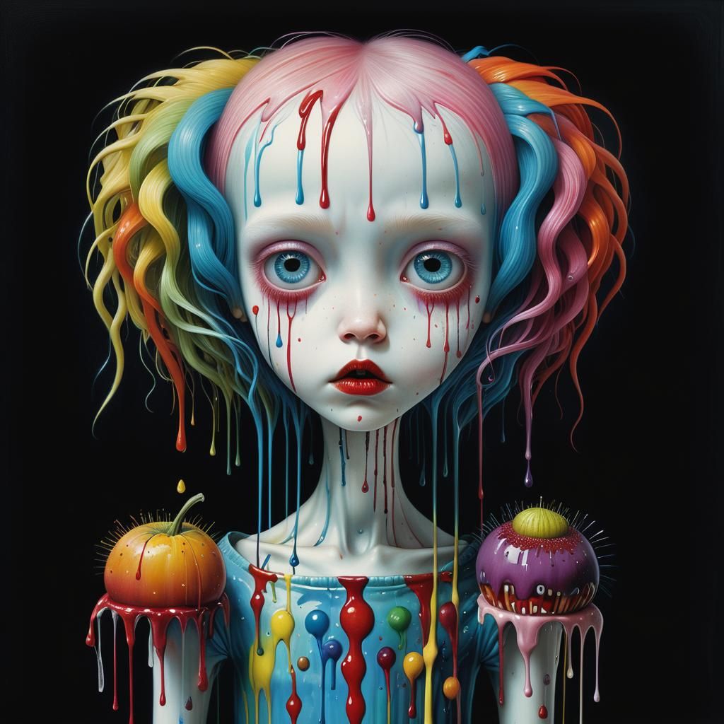 Surreal Distorted Figure in Vivid Colors