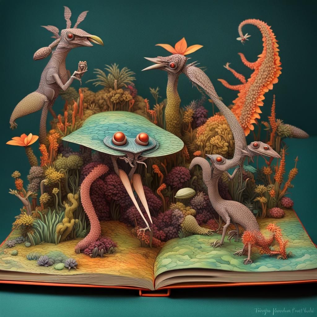 Pop up book containing speculative zoology