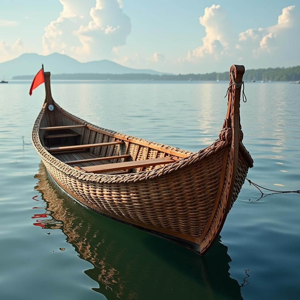 Simple Wicker Rowboat Digital Render
