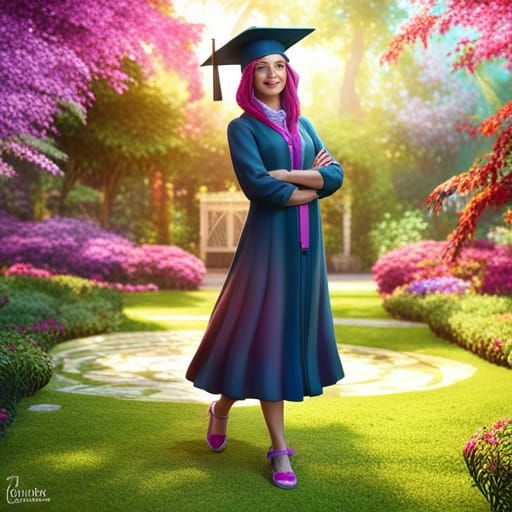 Graduation Gown Portrait in Art Nouveau Style