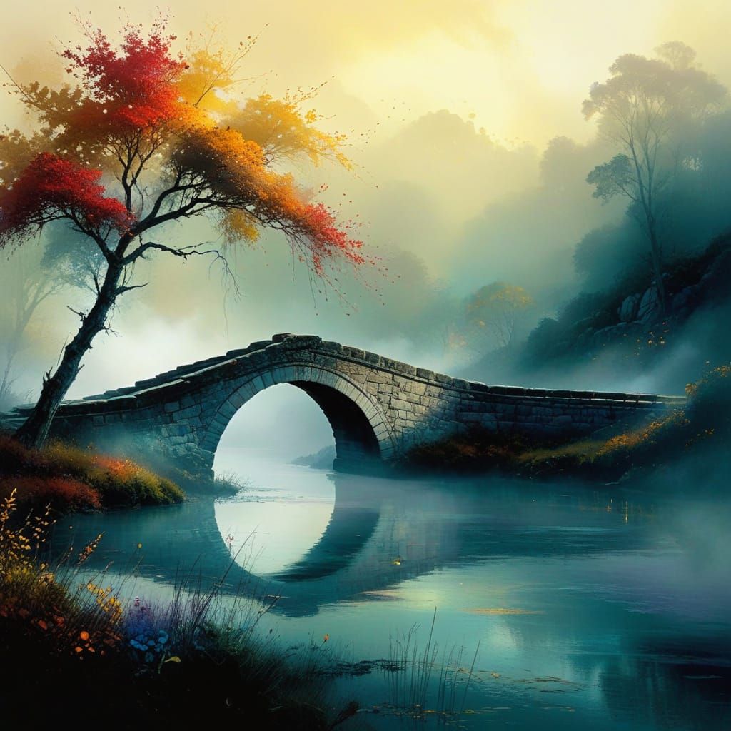 Majestic Arched Bridge in Autumn Hues
