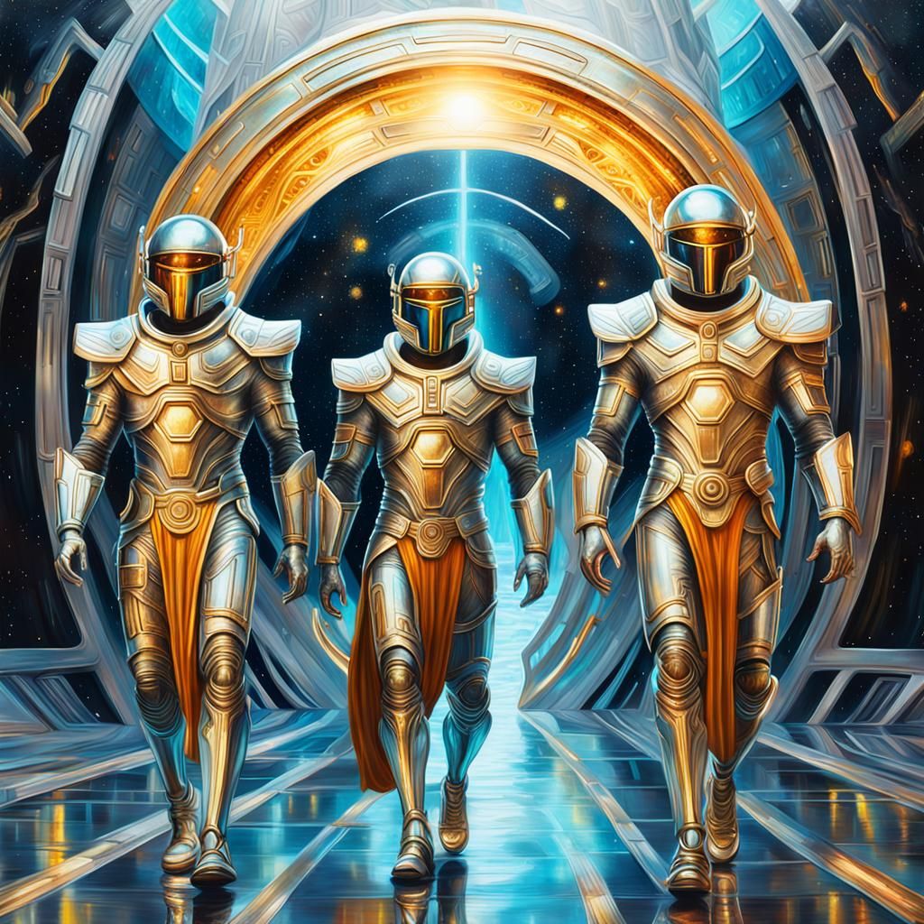 Futuristic Olympian Gods Arriving in Surrealist Style