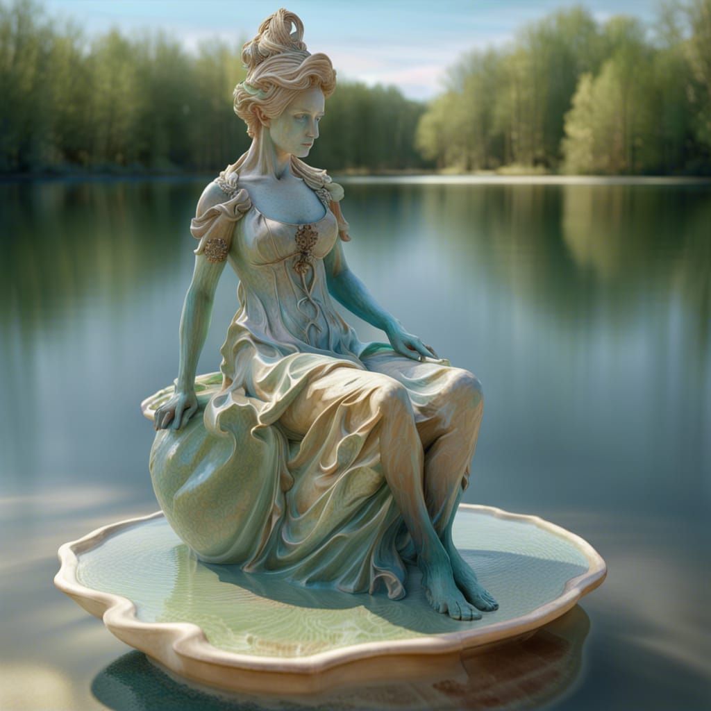 Lady of the Lake: Lustre Glazed Ceramic Sculpture