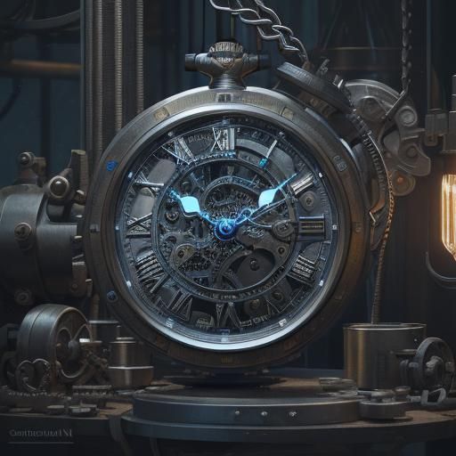 Exploded View Time Traveler's Pocket Watch Blueprint