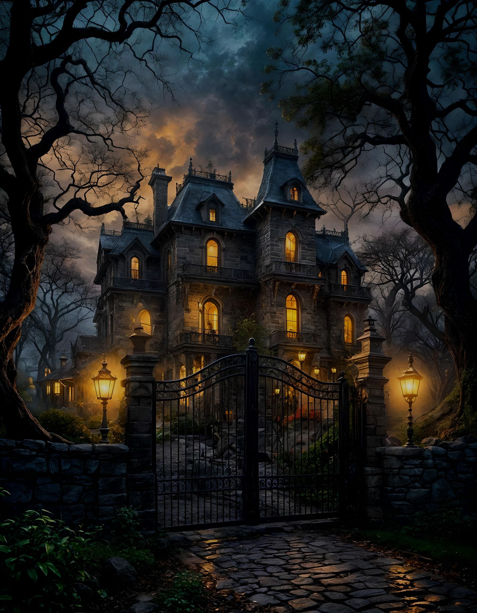 Dark Fantasy Victorian House on Haunted Hill