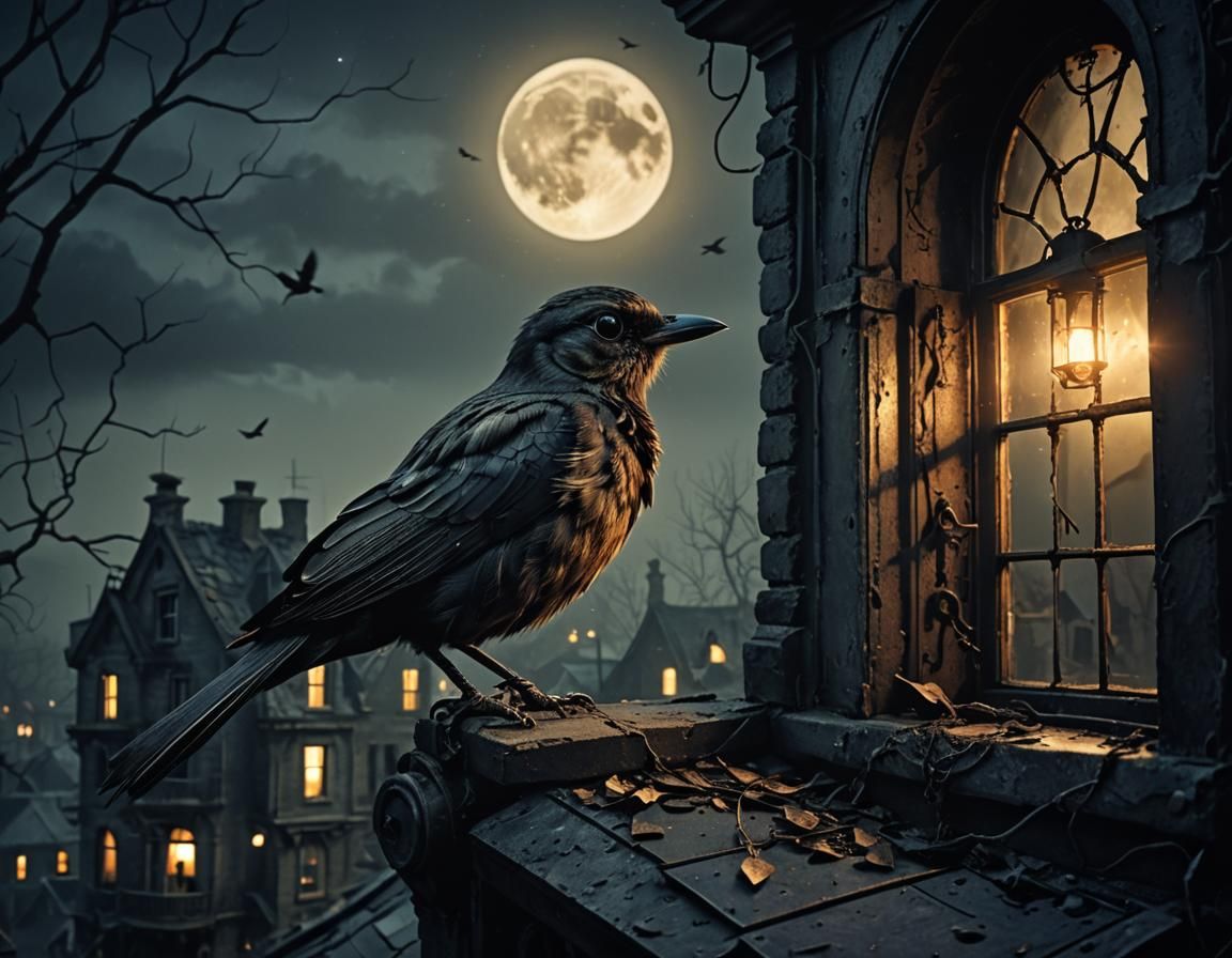 Steampunk Gothic Night Bird Serenade
