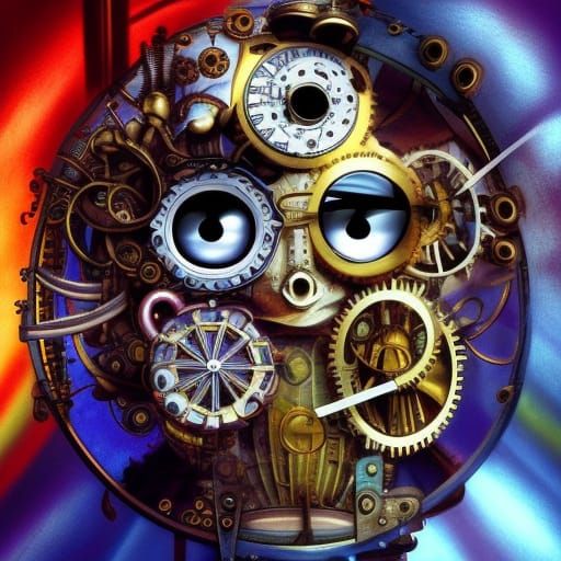 Steampunk Clockmaker with Symmetrical Faces